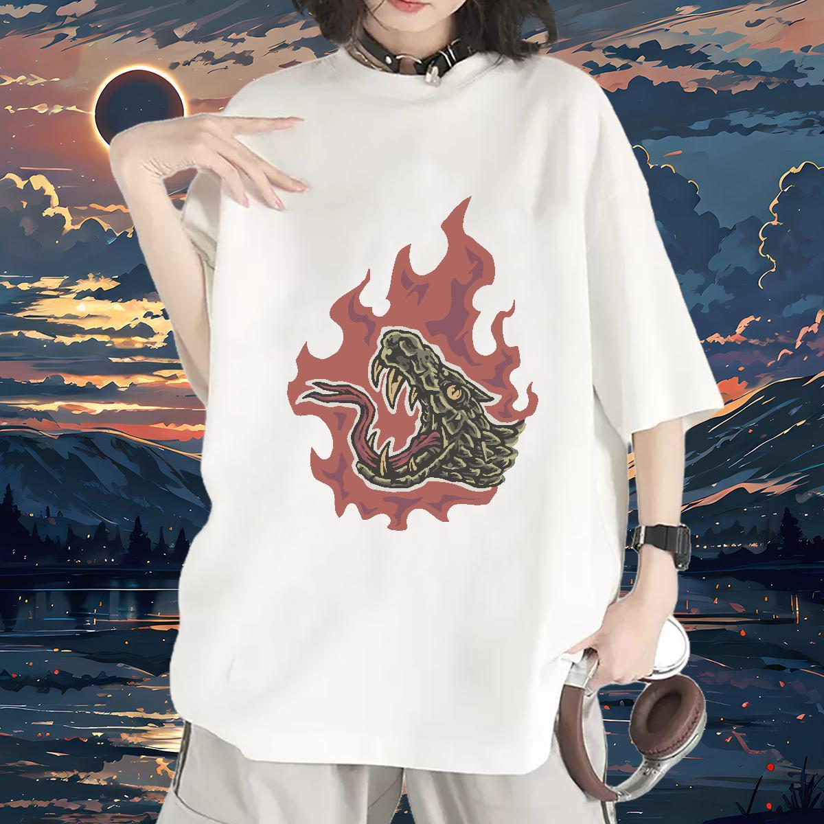 2024 DIY T-Shirts for Women O Neck Short Sleeves 230g 100% Cotton Unisex Tshirts Plus Size Custom crocodile Summer Casual Soft Clothes Shirt