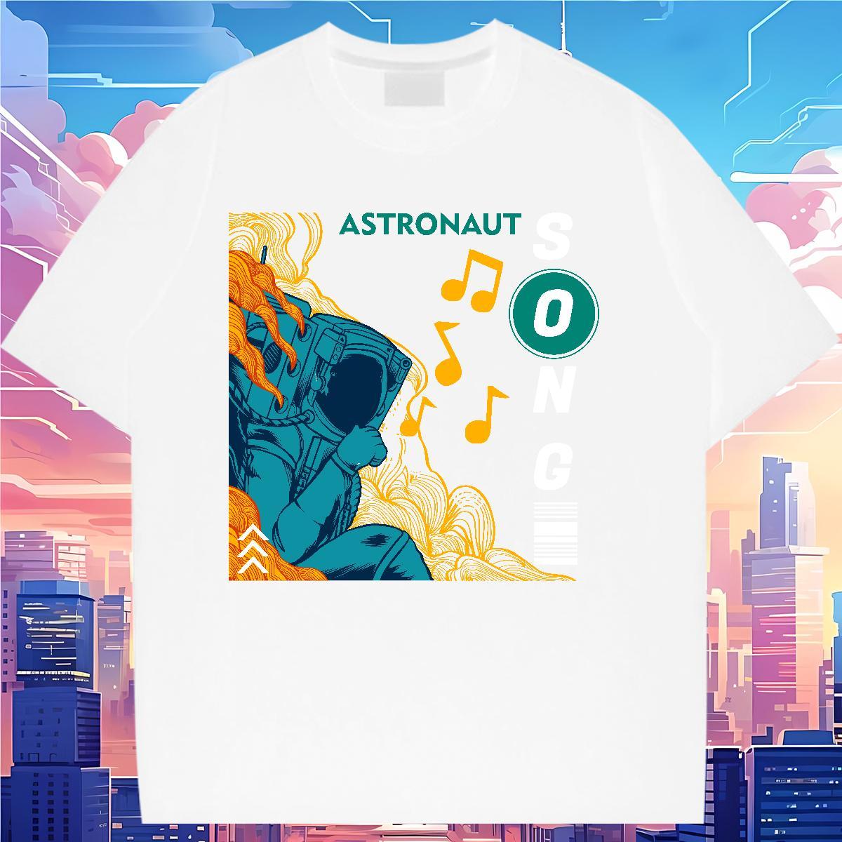 Popular Tshirt for Man Woman 230g Cotton cosmonaut Outdoor Woman T Shirts Breathable Crew Neck DIY Anime Tops Tees