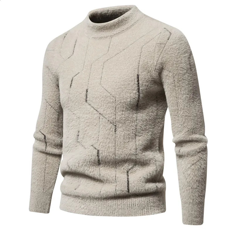 mink fur sweater soft comfortable fashionable warm knit mens clothing 240821