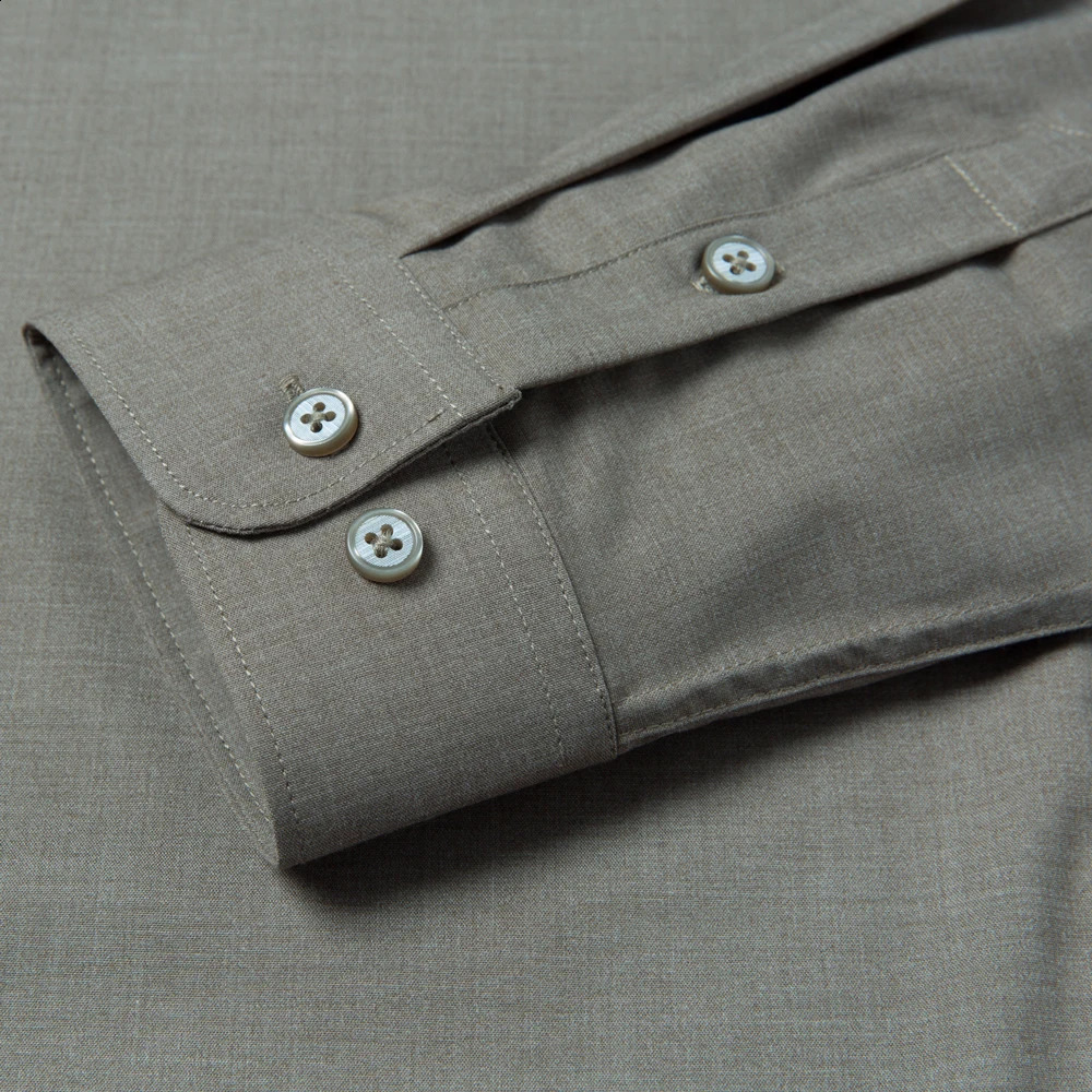 Mens Business Long Sleeve Solid Formal Dress Shirt Without Pocket Standard-fit Stretchy Bamboo-fiber Easy Care Classic Shirts 240822
