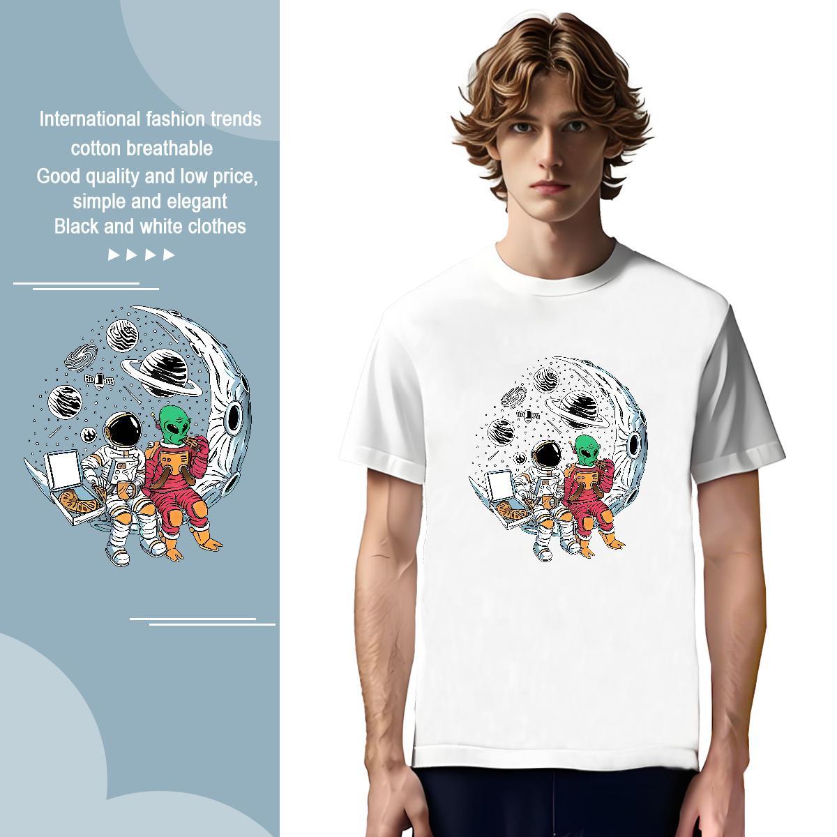 Classic star Men Tshirts 230g Pure Cotton T Shirt For Man Custom Print Oversized High Street Hip Hop Crew Neck Breathable Popular Tees Shirts
