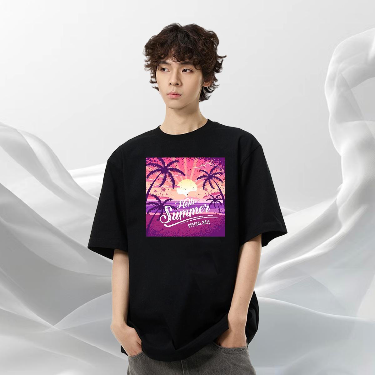 Cool Tshirts Home Outdoor 230g Pure Cotton Cartoon Print Breathable Soft sun T Shirts Men New Designer Clothings
