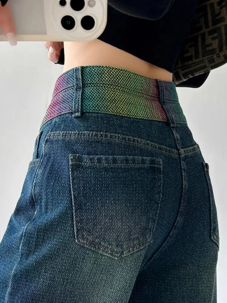 Chi Baggy High Waist Straight Jeans Women Streetwear Vintage Wide Leg Denim Pants Spring Fall Korean Casual Kot Pantolon 240821