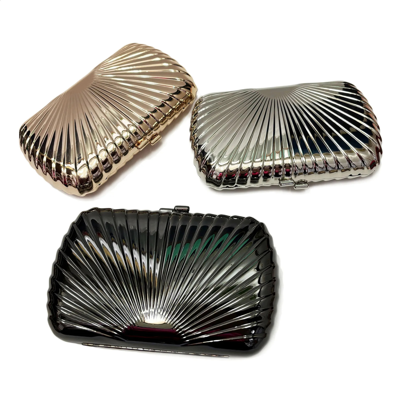 Fashion Metal Box Clutch Bag for Women Chains Shoulder Crossbody Elegant Glitter Evening Party Purses 2024 240821
