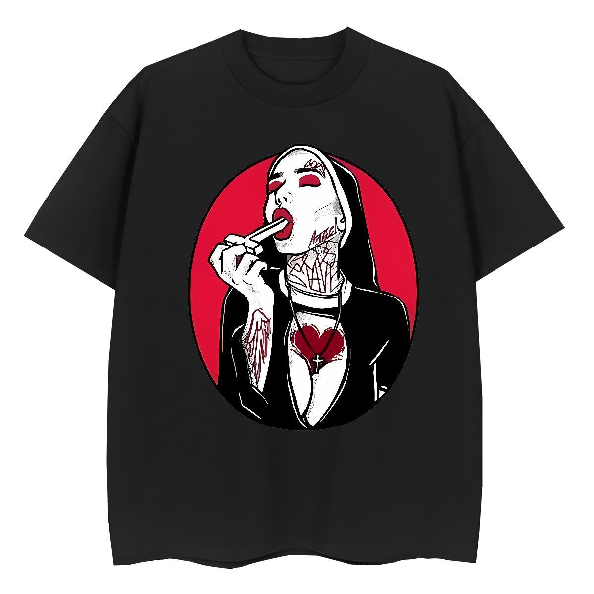 Comfortable Woman Tshirt 230g Cotton nun Hip Hop Women T Shirts Crew Neck DIY Logo Clothings