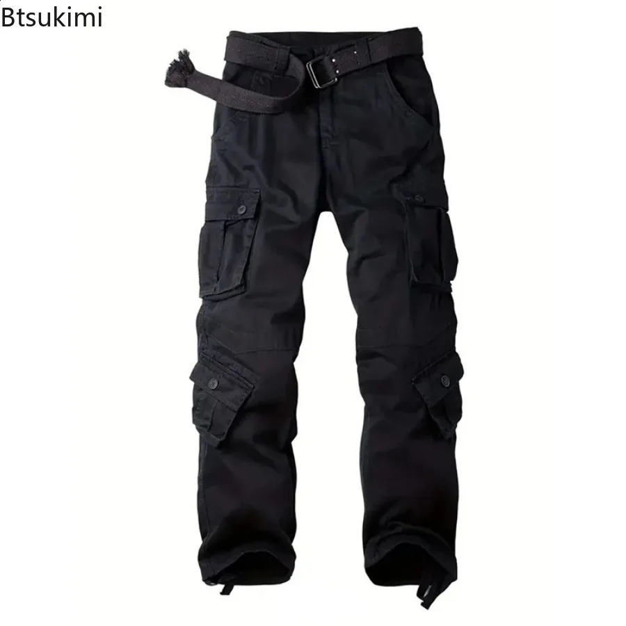 mens camouflage cargo pants fashionable multi pocket tactical combat suit loose cotton outdoor casual 240821
