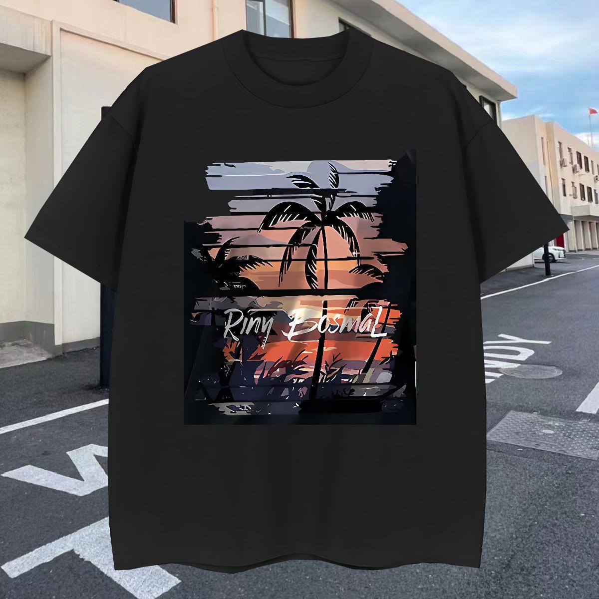 Unisex Tshirts Daily Wear 230g Cotton Custom Big Size O Neck Short Sleeves scenery T-Shirts for Men Fashion Casual Top Tees