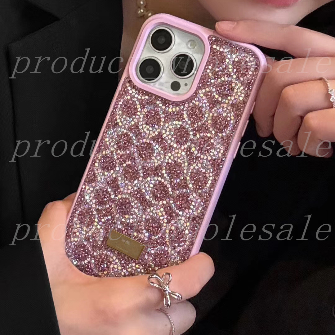 Luxury Bling Glitter Phone Cases For Iphone 13 14 15 16 17 Air 17pro Pro Max Fashion Designer Plating Rhinestone Diamond Women Soft Silicone Protectiv
