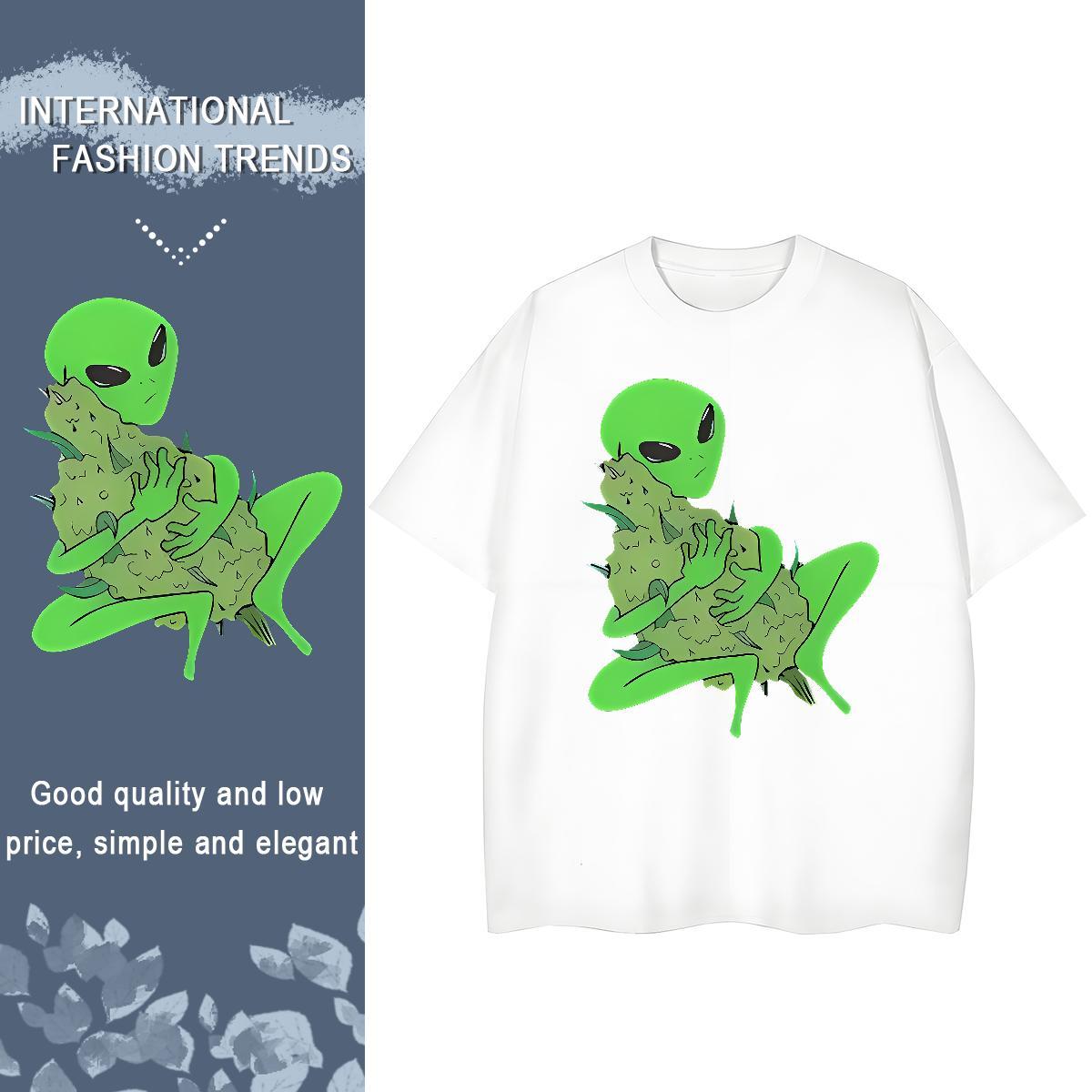 Customized extra-terrestrial Mens Tshirts 230g Cotton Men T Shirts Plus Size Custom Casual Beach Breathable Crew Neck Cool Design Clothes