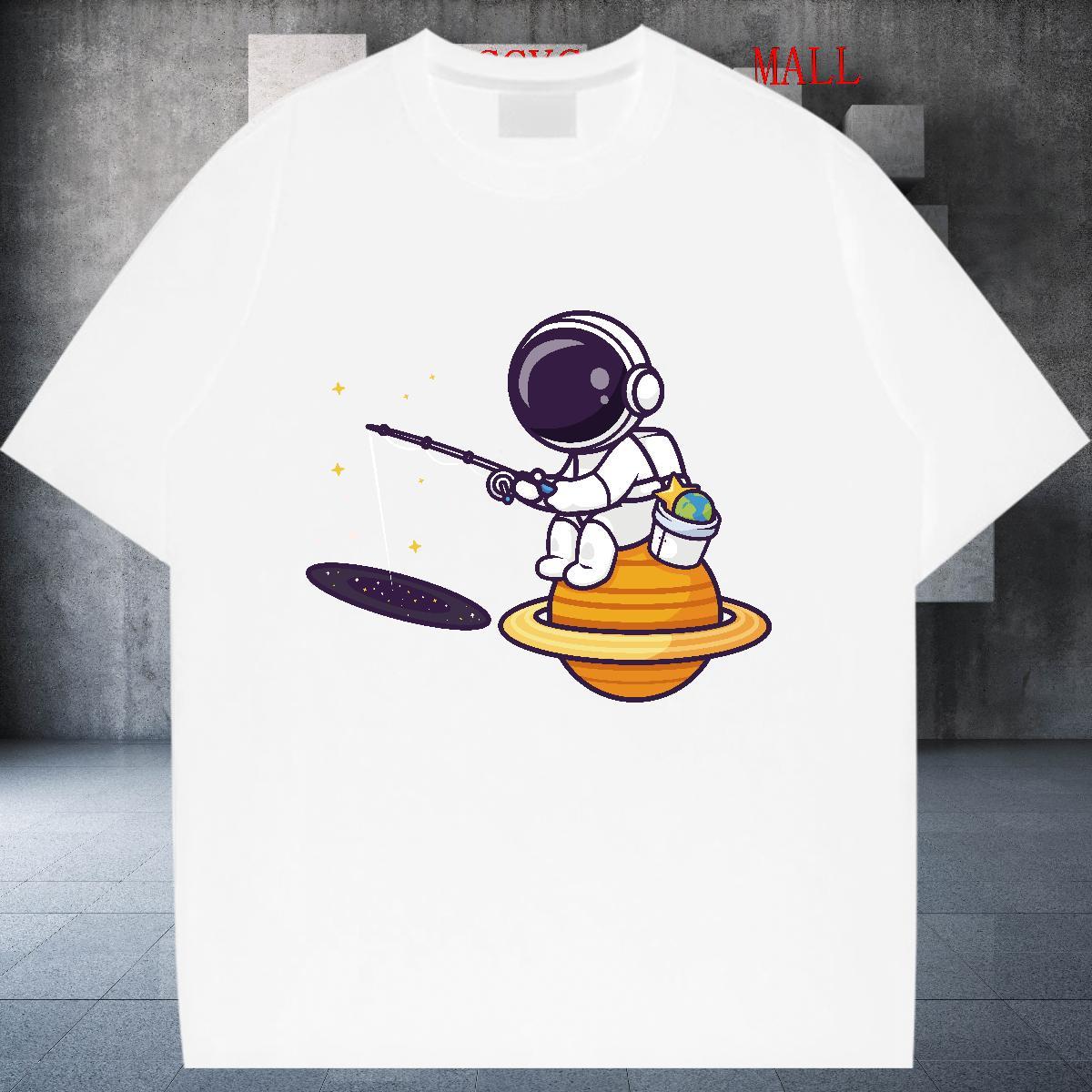 Loose Women Tshirts 100% Cotton 230g cosmonaut Sports Casual T shirt Comfortable Anime Clothes
