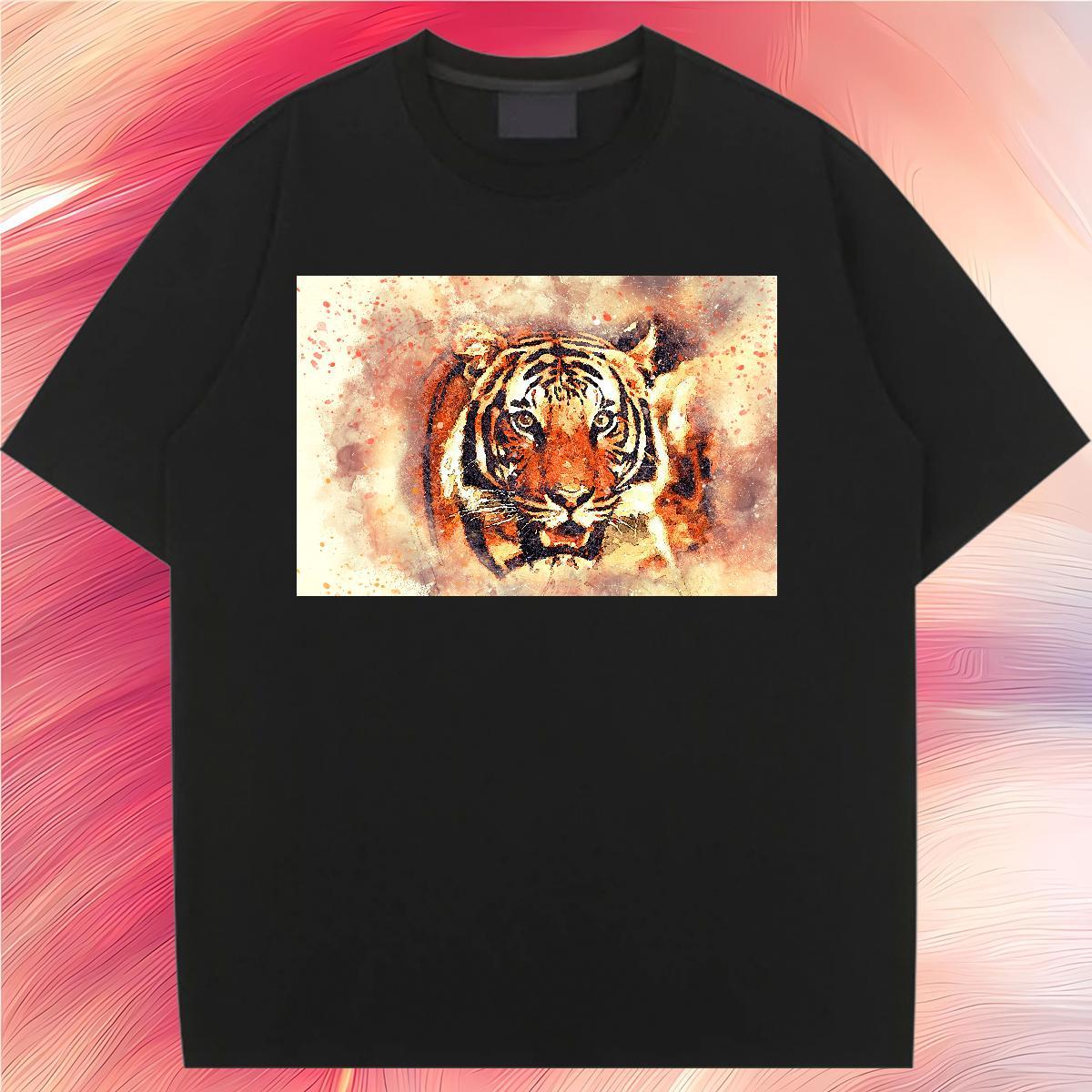 2024 DIY Woman T Shirts Comfortable 230g 100% Cotton Couples T Shirts DIY Printed tiger Sports Casual 5A Clothings