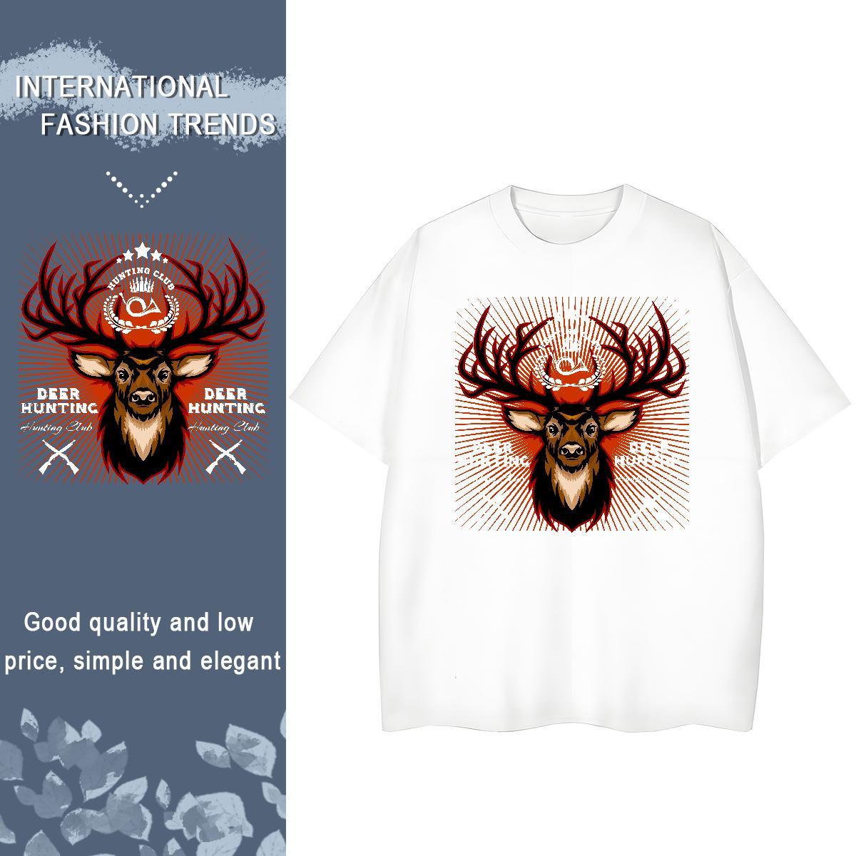 Fashion T-Shirts for Women Breathable 230g Pure Cotton Unisex Tshirts Anime Oversized deer Sports Casual Lady Top Tees