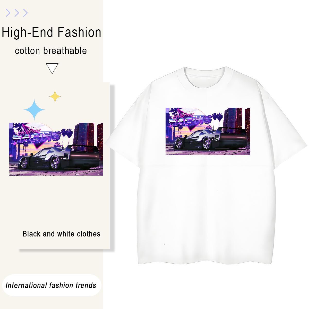 New Arrival Womens T Shirts 230g 100% Cotton Breathable Casual Sport car Women Tees Comfortable Oversized L-4XL Clothes
