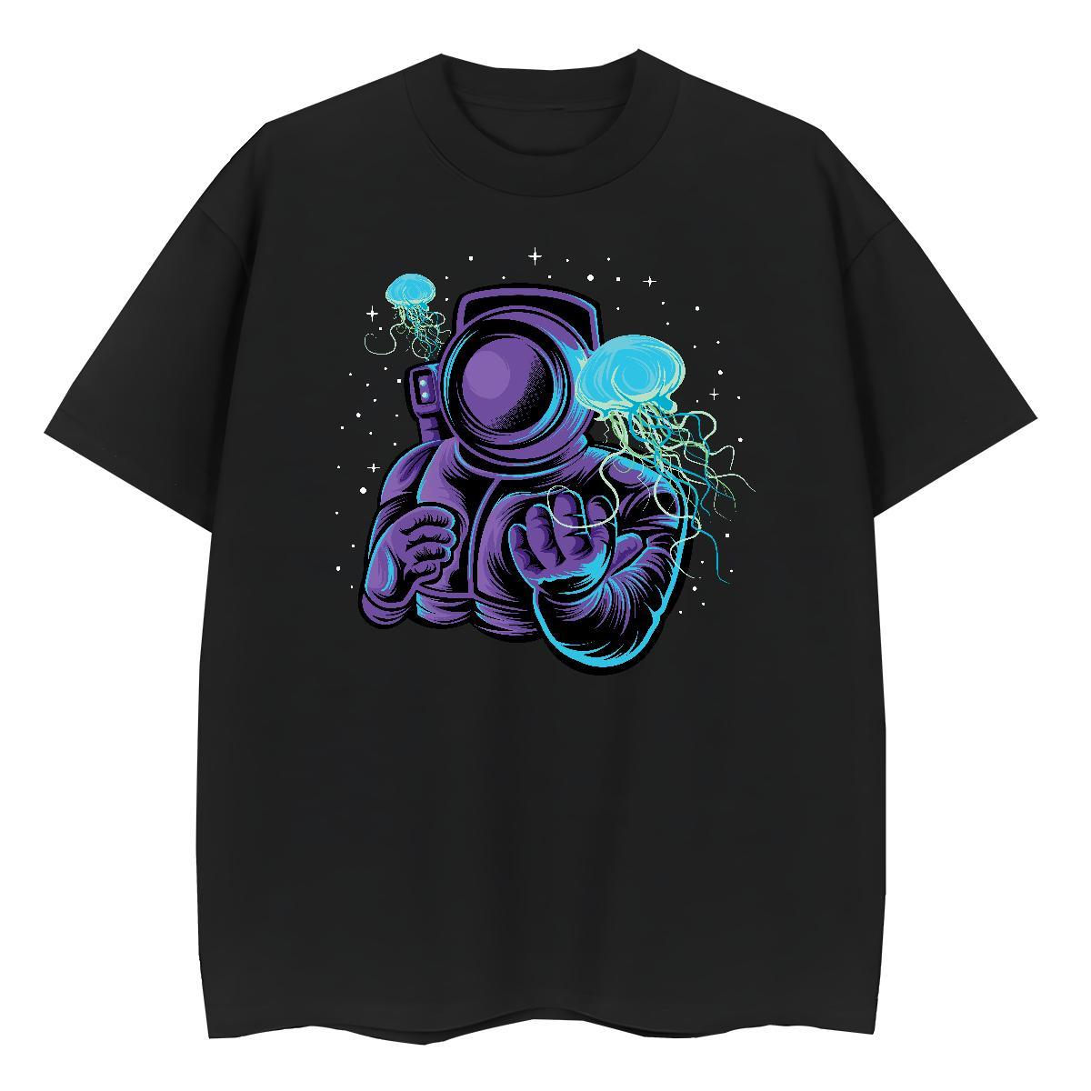 Soft Tshirt for Man Woman 230g 100% Cotton universe Beach T-Shirts Crew Neck Black Oversized Top Shirts