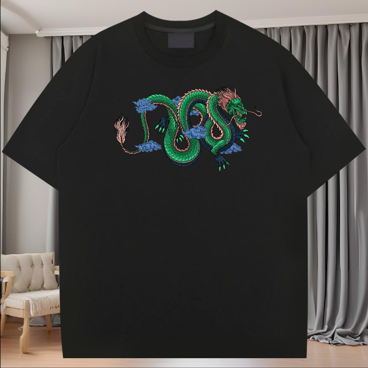 Custom Summer Casual Mens Tshirts dragon Round Neck Short Sleeve 230g Pure Cotton T shirt Cool Design Plus Size Custom Top Tees