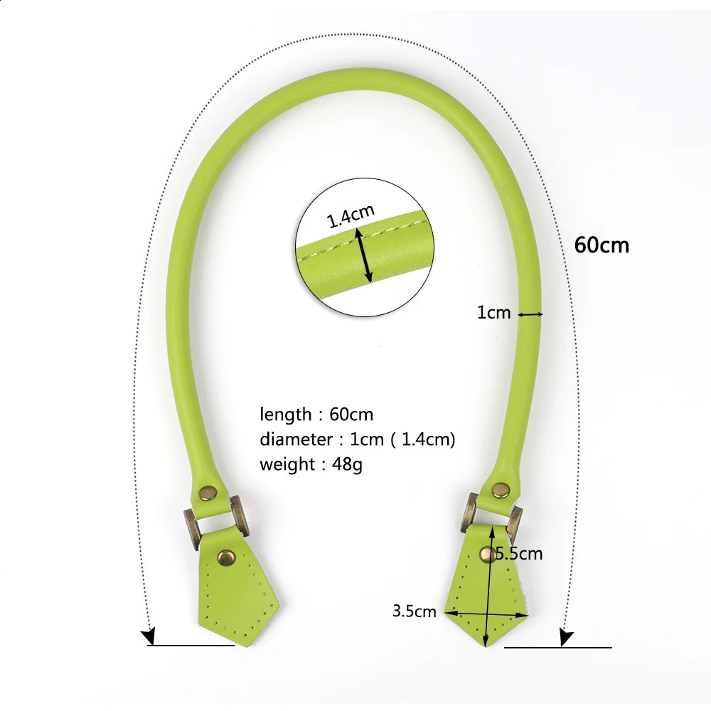 60cm Grass Green Genuine Leather Bag Handle Women Handbag Tote Handles Bag Shoulder Straps Replacement Accessories Bag Parts 240821