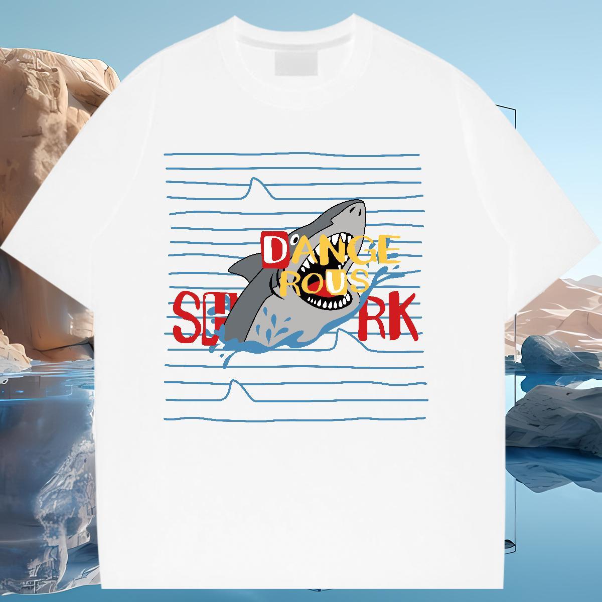 Designer T shirt Breathable 230g 100% Cotton Women Tshirts Graphic shark Street Brand Tee Shirt