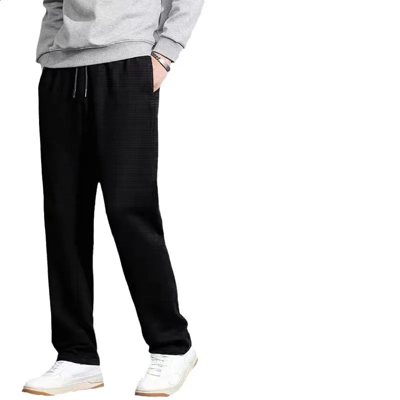 Spring summer autumn and winter mens casual pants waffle loose fit oversized versatile straight leg sports pants mens pants 240822