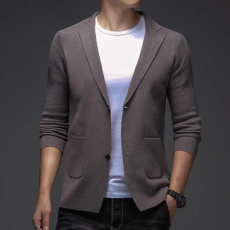 Mens knitted cardigan buttonless casual comfortable mens outerwear jacket top 240821
