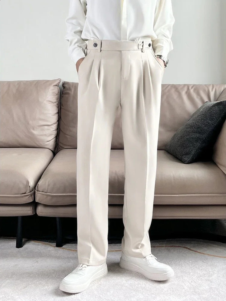 Social custom mens suit pants solid color polyester Trouser business straight elegant relaxed fashion 240821