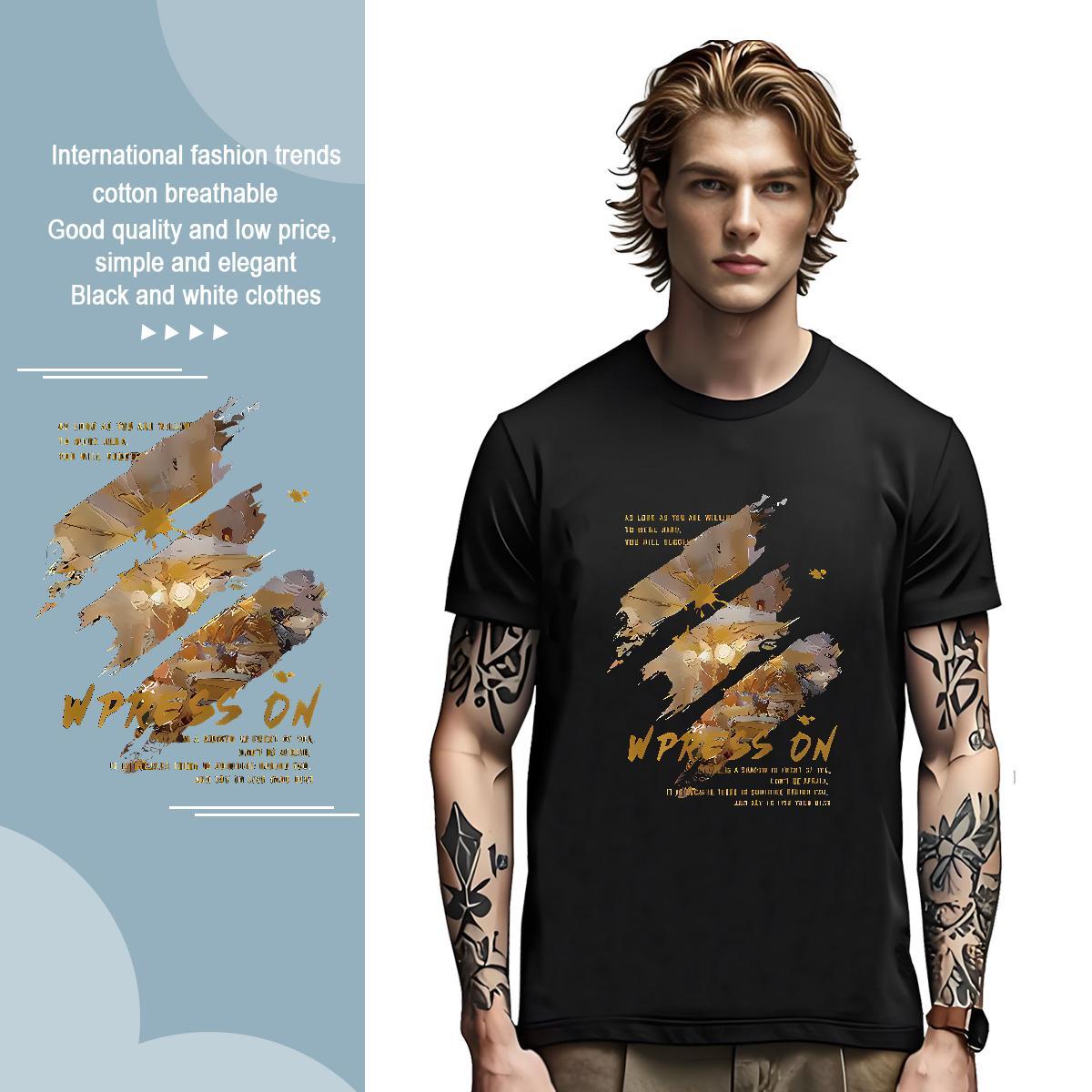 New Arrival painting Mens Tshirts 230g Cotton T shirt Graphic Sport Short Sleeve O-Neck Wholesale Tees Shirts