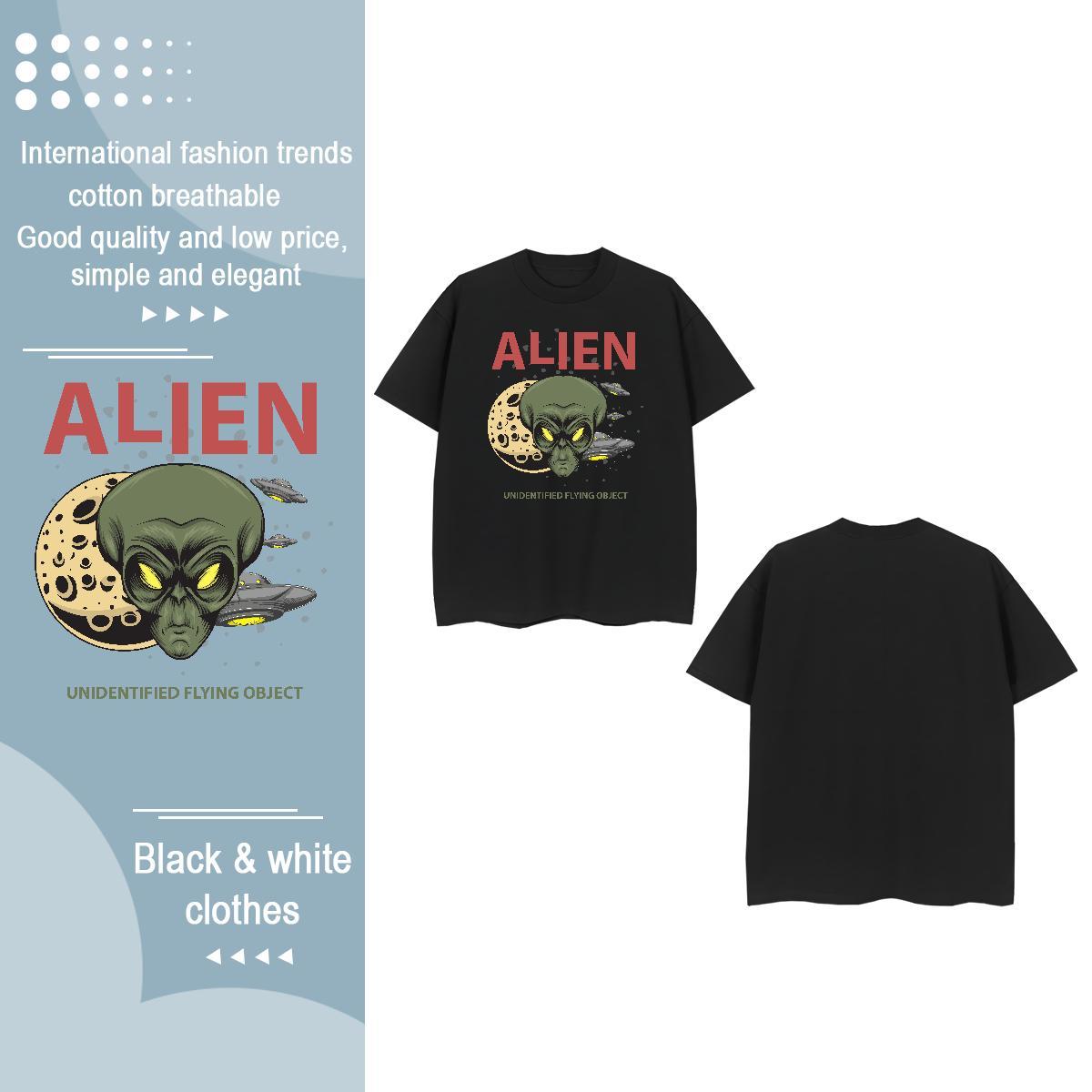 Casual New T-Shirts for Women Short Sleeve O-Neck 100% Cotton 230g Womens Tshirts Custom Cartoon ET Street Female Tees Shirts