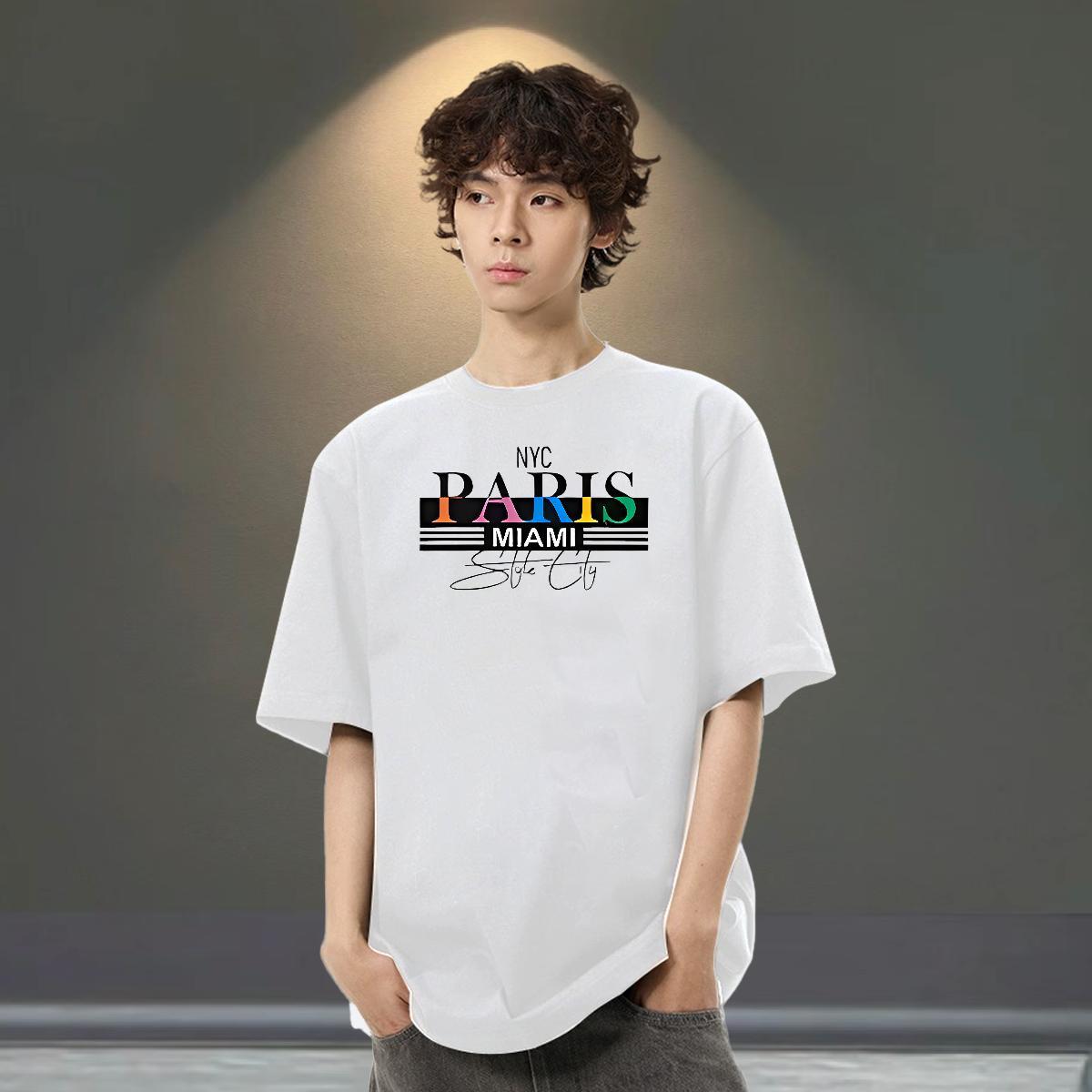 Brand Men Tees Casual 230g 100% Cotton Oversized 4XL Breathable Crew Neck letter T shirt DIY Tee Shirt