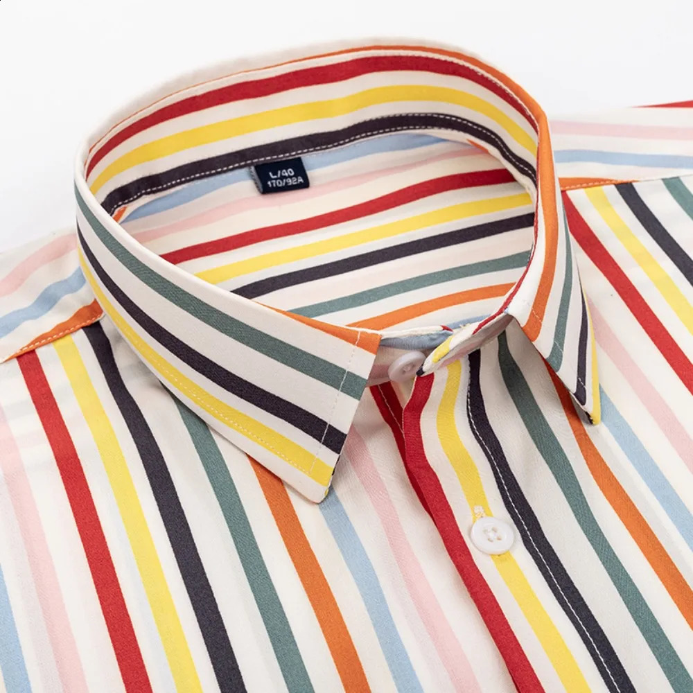 Mens Casual Dress Shirt Long Sleeve Regular Fit Business Striped Button Up Shirt Spring and Autumn Trendy Clothes 240822