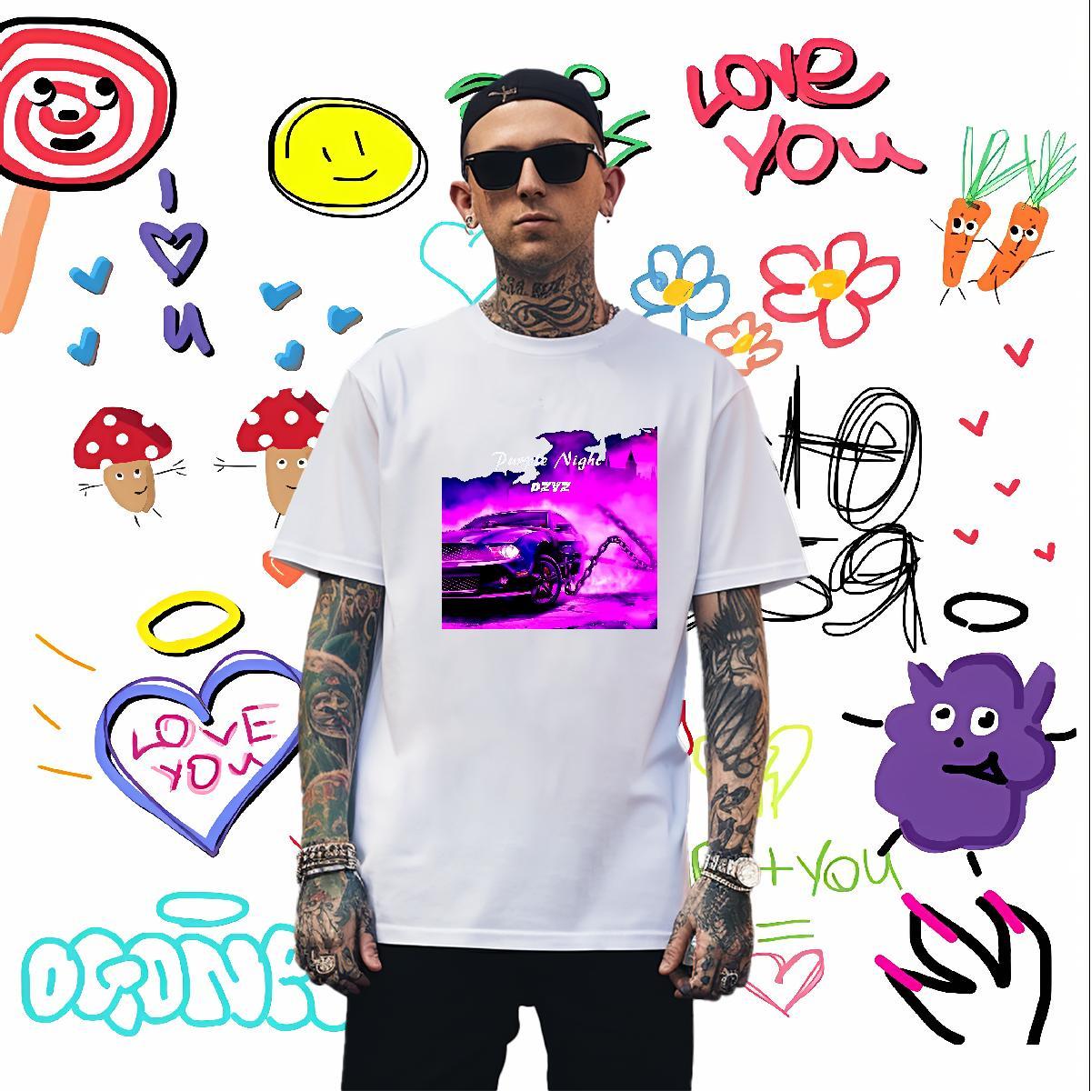 Wholesale beach T-Shirts for Men Summer Casual Men Clothes T-Shirt 100% Cotton 230g Fashion New Round Neck Short Sleeve Custom Cartoon Tees Shirts