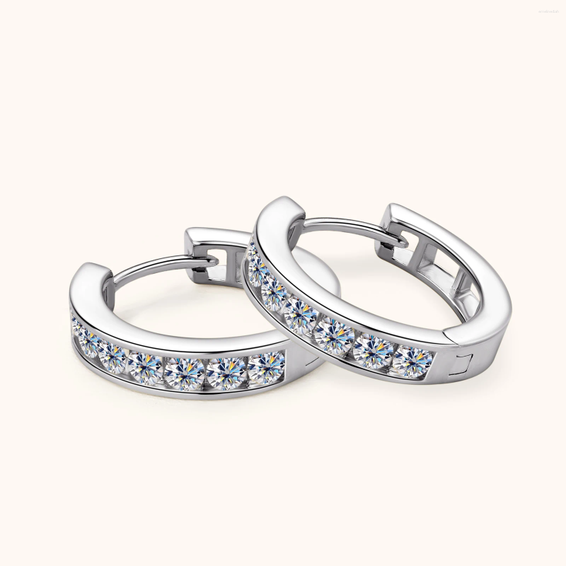Hoop Earrings 14K Gold Plated For Women 2.5mm Moissanite Diamond Certified 925 Silver Hypoallergenic Studs Piercing Jewelry