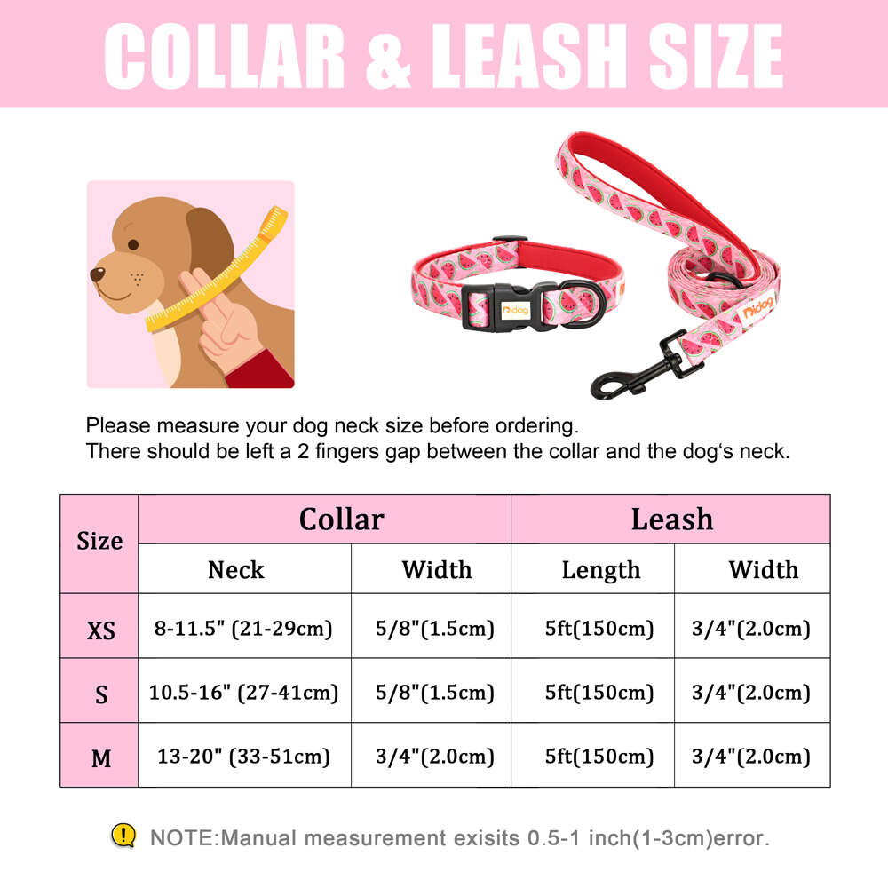 Print Nylon Dog Collar and Set Adjustable Puppy Collars Soft Pet Necklace Walking Leash For Small Medium Dogs Cats Bulldog