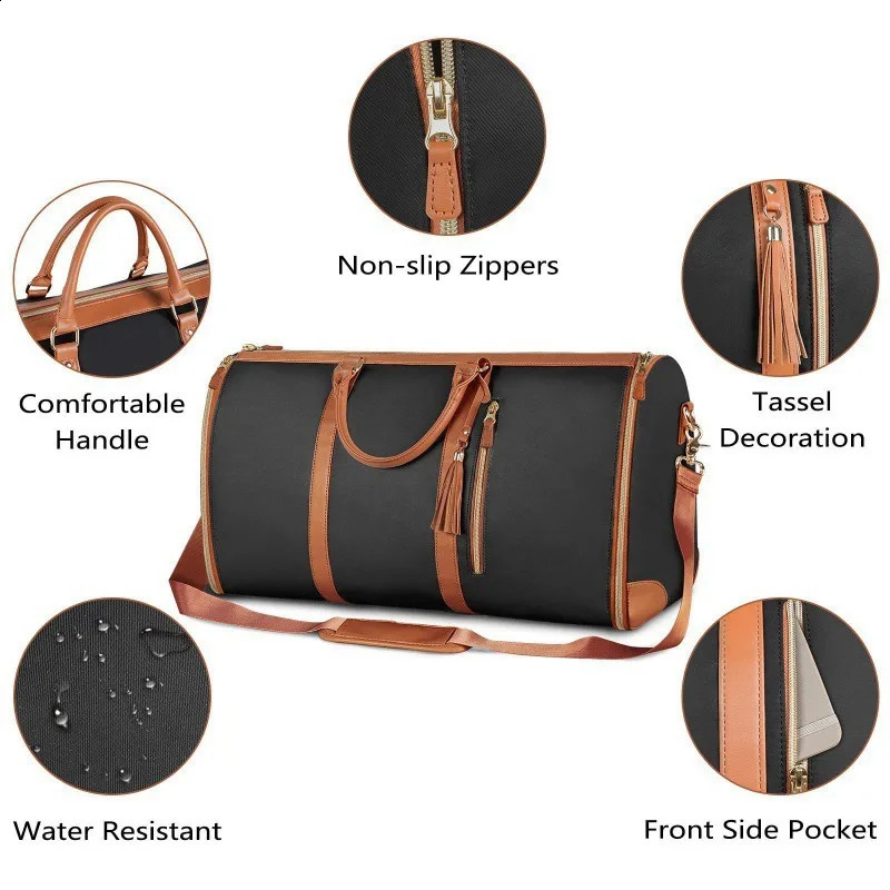 Foldable PU leather womens travel convenience handbag hanger set foldable handbag 240821