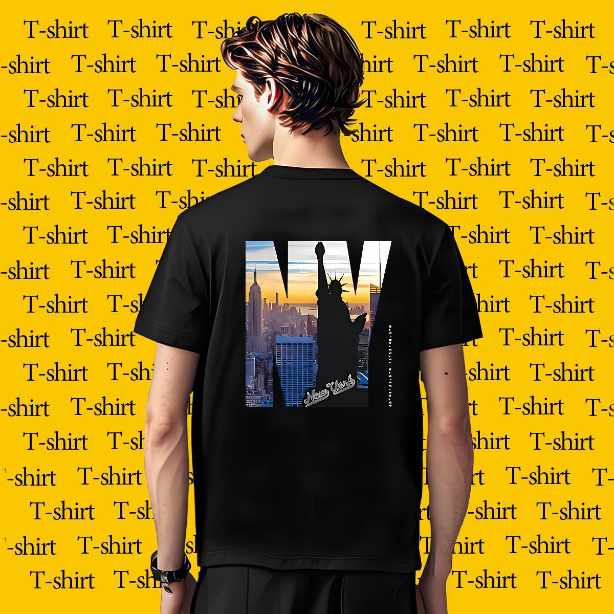 Popular Men Tops Tees Daily Wear 230g Pure Cotton Custom Big Size O-Neck Short Sleeve New York T shirt Factory Direct Tops Shirt