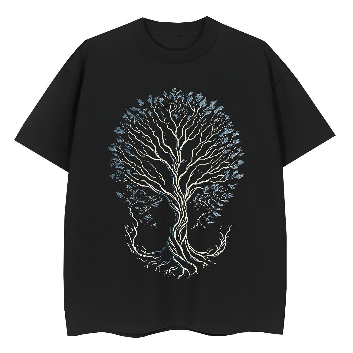 Casual New Womens T Shirts Breathable 100% Cotton 230g Unisex Tshirts Oversized tree Hip Hop 5A Top Tees