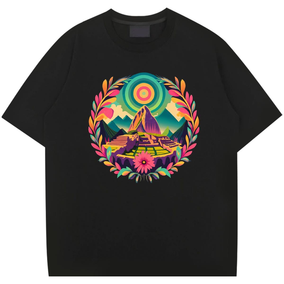 Cool Men Tops Tees Casual 230g Cotton DIY Printed O Neck Short Sleeves mountains T-Shirts for Men Wholesale Tops Shirt