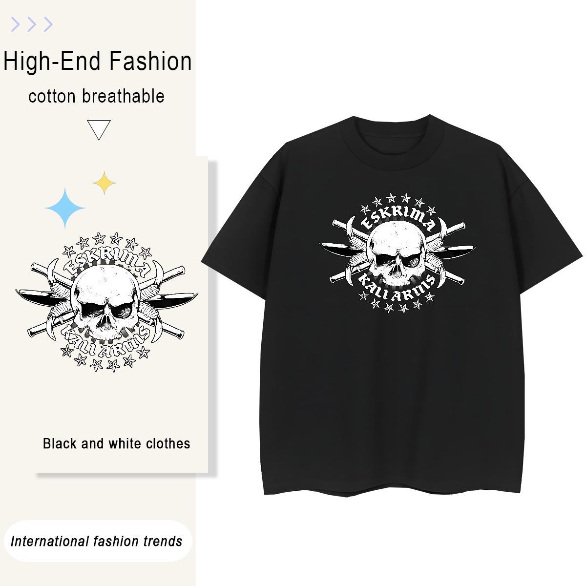 Classic T-Shirts 230g Cotton Round Neck Short Sleeve Casual Sport monster Couples T Shirts Comfortable Black White Polos