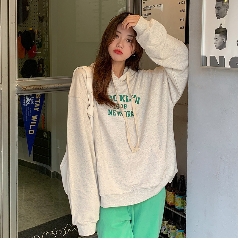 Autumn New Korean Edition Letter Printed BF Style Loose Large Double layer Hoodie Women's Top Coat Trendy dongdumaoyi