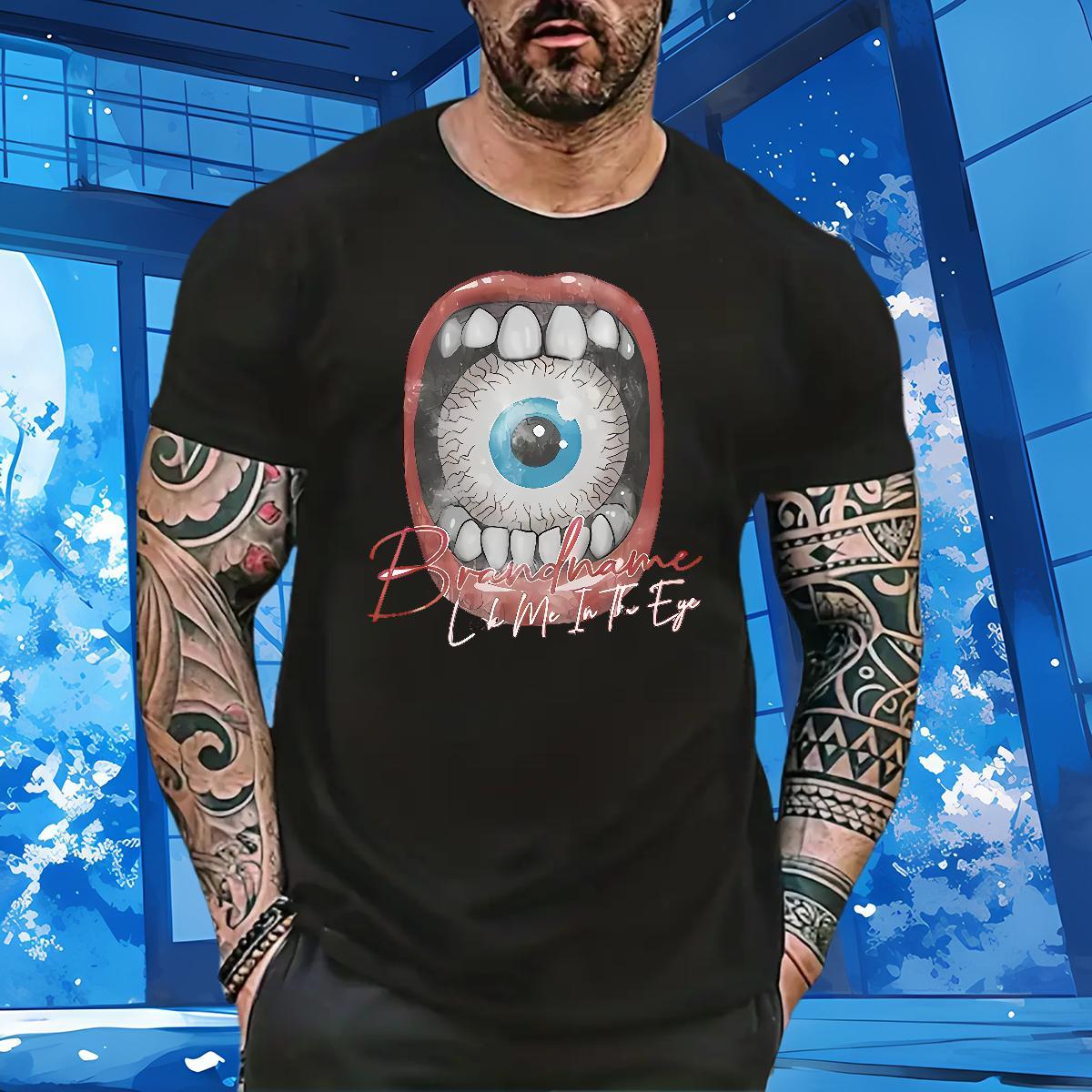 Popular eyeball T Shirts Men Home Outdoor Men Clothes T-Shirt 100% Cotton 230g 2024 Summer Breathable Black Oversized Tops