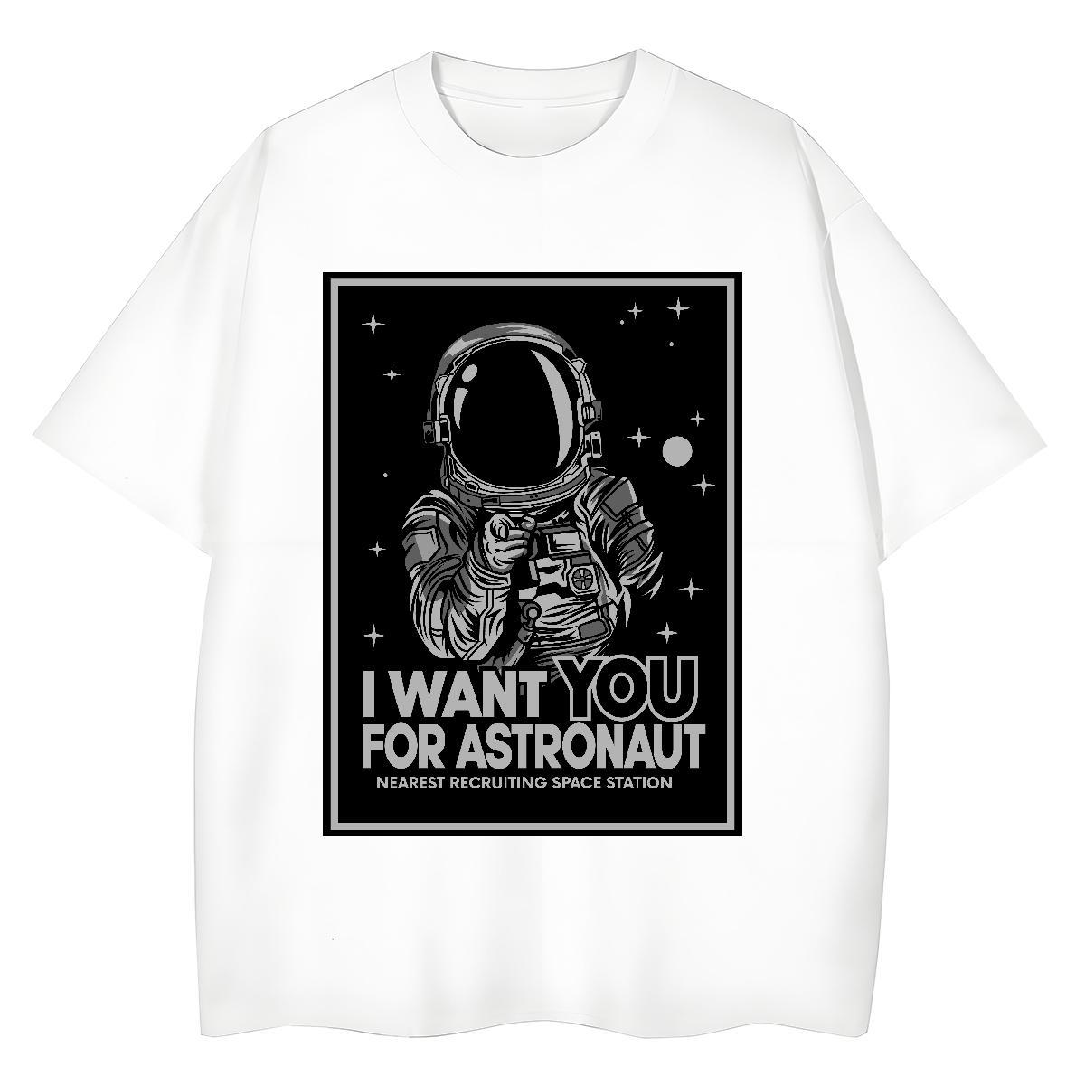 Comfortable Mens Tshirts Hip Hop 100% Cotton 230g White Plus Size Pure Cotton spaceman Men T Shirts Designer Fashion Tee Shirt