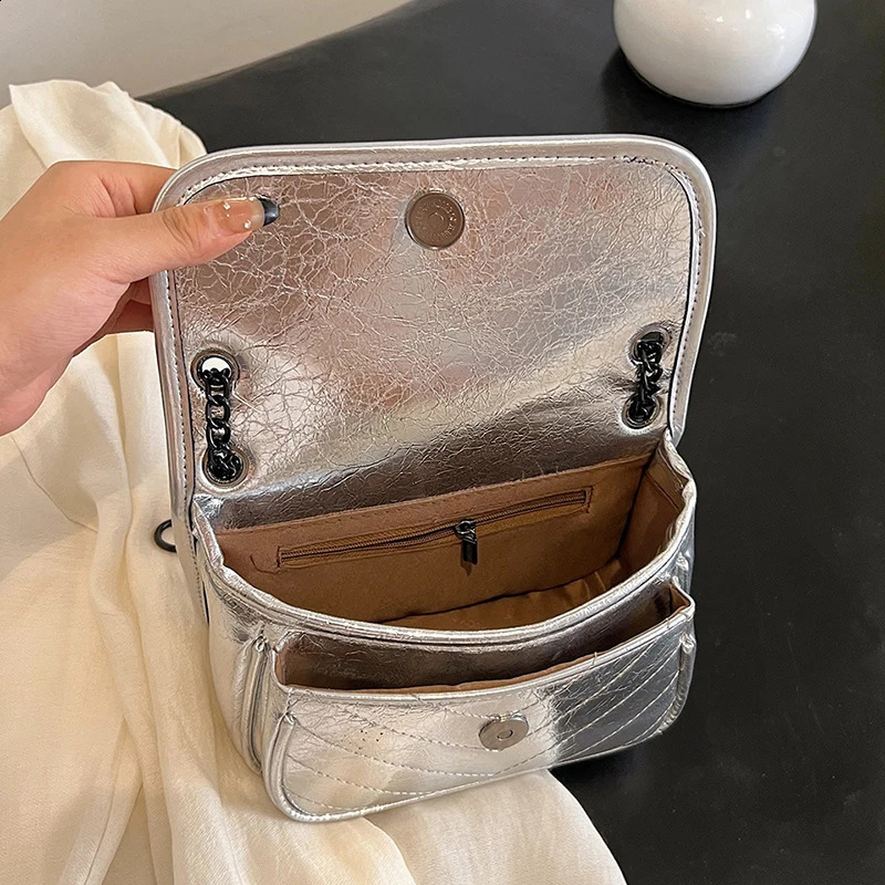 Embroidery Thread Small PU Leather Crossbody Bags For Women Sier Underarm Bag ed Womens Shoulder Handbags 240821 4e2a 4