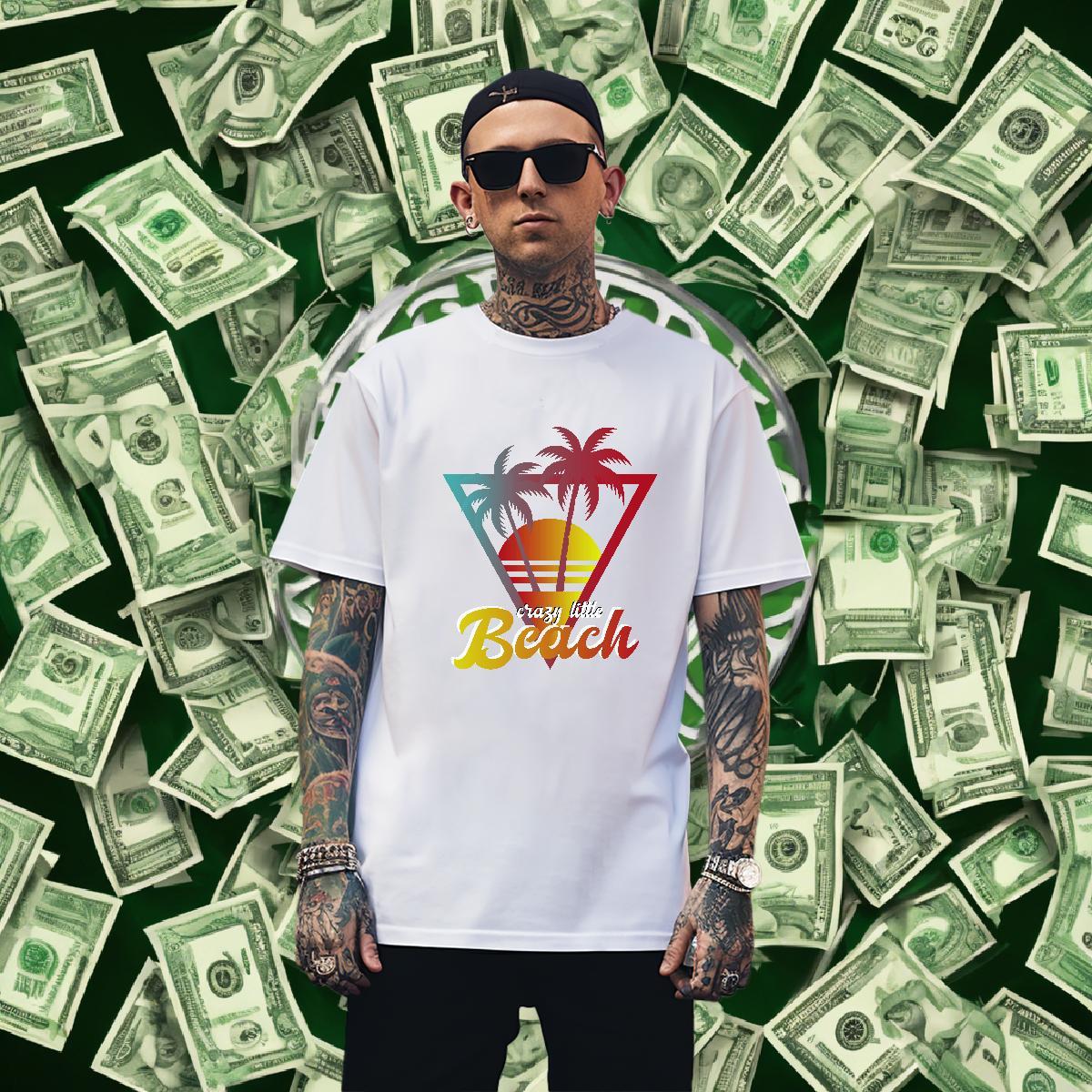 Free Shipping Mens Tshirts Summer Casual 230g Pure Cotton Custom Printing Crew Neck beach Mens T Shirts Customized Clothings
