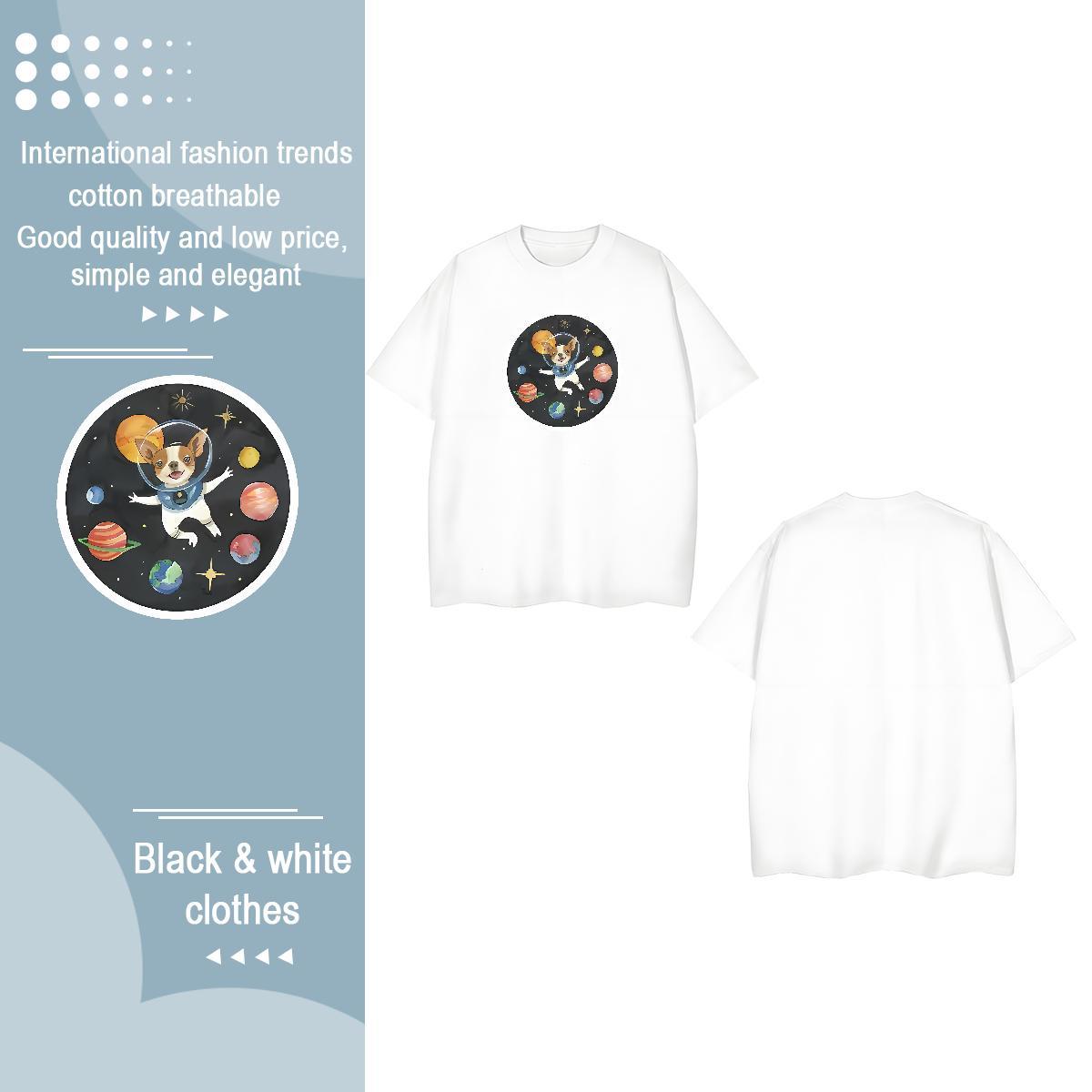 Classic T shirt Crew Neck 230g 100% Cotton Unisex Tshirts Anime Oversized dog Casual Daily Wear Wholesale Clothings