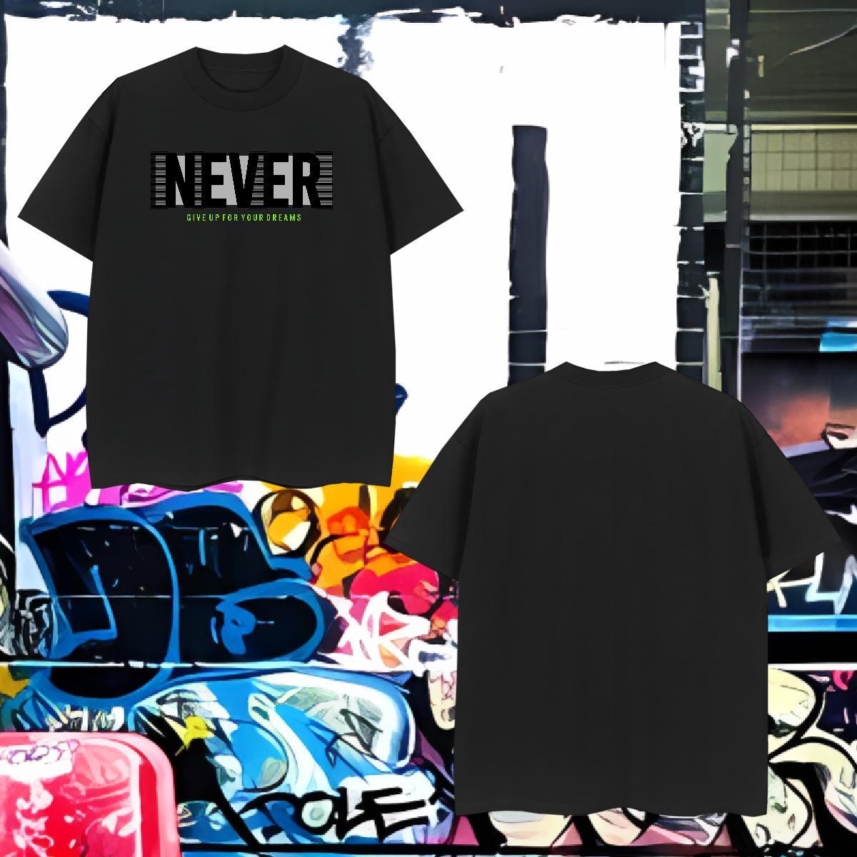 Loose Fit never T Shirts Men Outdoor Tshirts 230g Pure Cotton 2024 O-Neck Short Sleeve Custom Big Size Tops Shirt