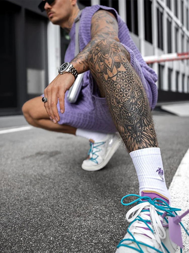 Streetwear Summer Men Fashion Outfits Knitted Solid Color Loose Two Piece Sets Mens Casual O Neck Pullover And Shorts Suits 240819