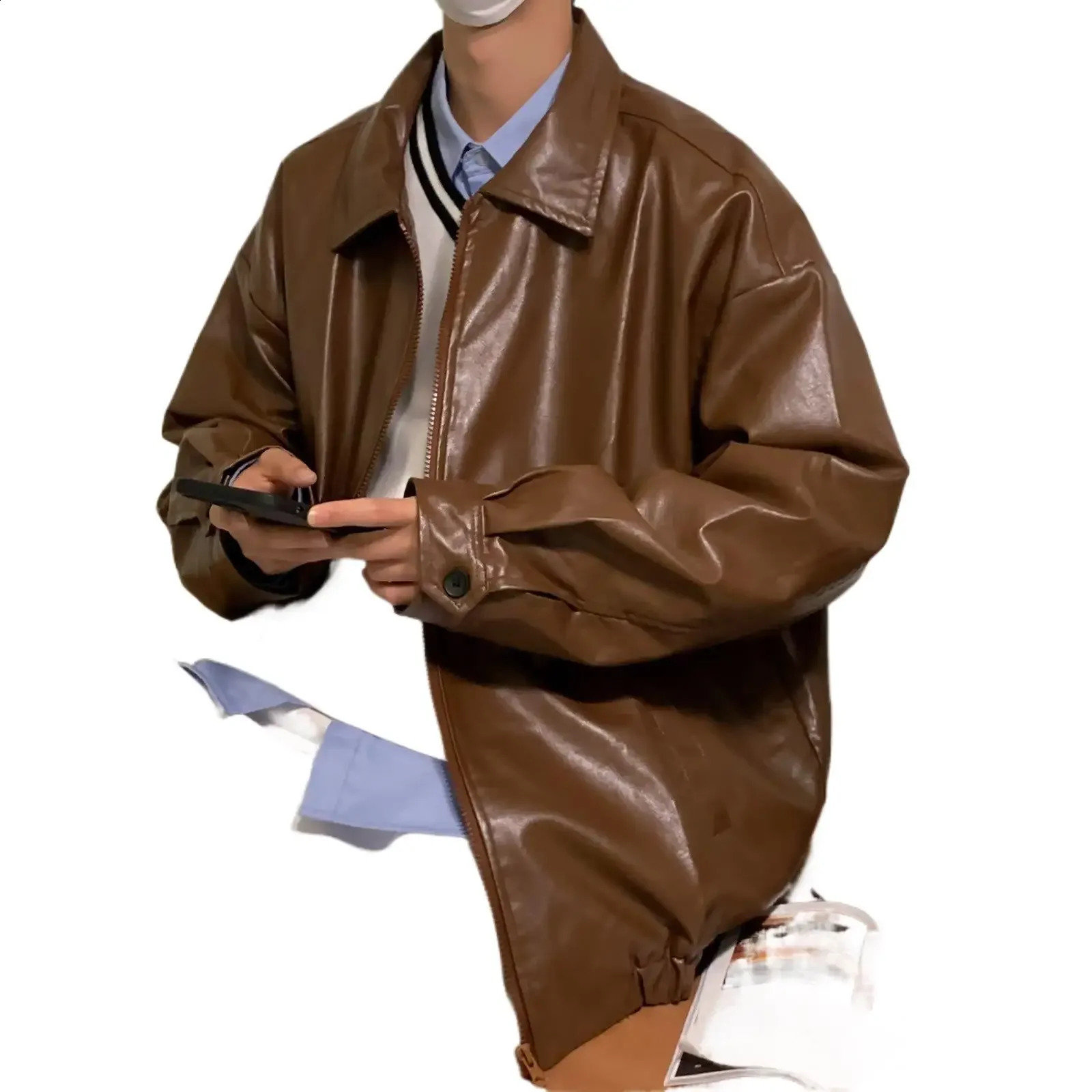 Spring Fashion Pu Leather Solid Color Hip Hop Jacket Top American Style Vintage Motorcycle Jacket For Men Women 240822