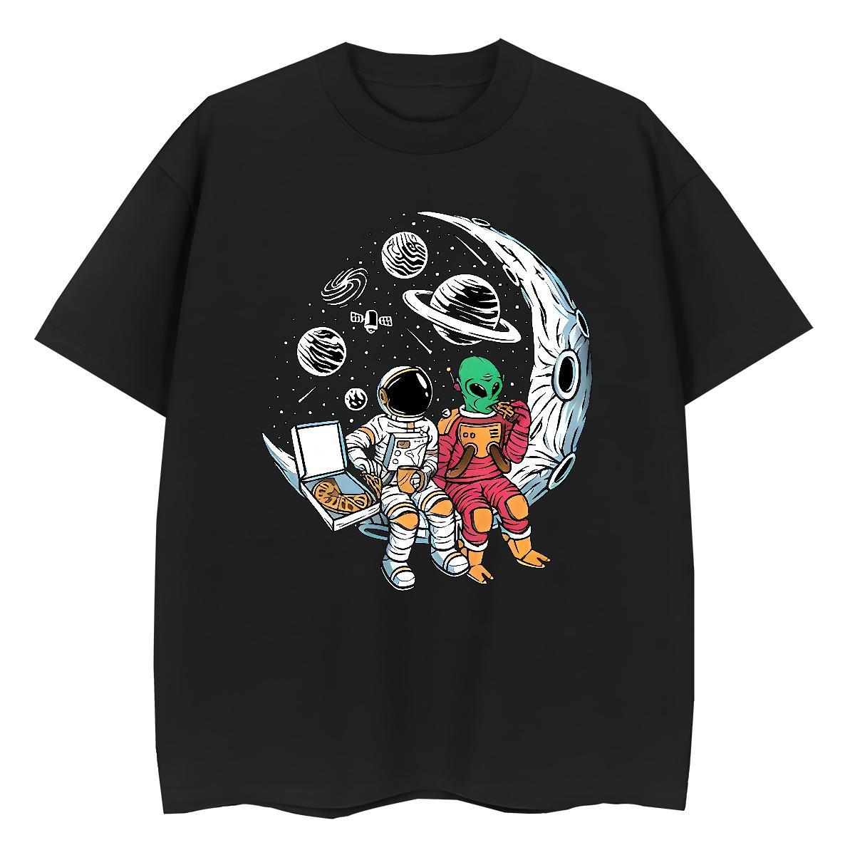 Fashion moon Couples T Shirts 100% Cotton 230g T Shirt For Man Custom Print Plus Size Outdoor Breathable Short Sleeve Cool Tops Shirt