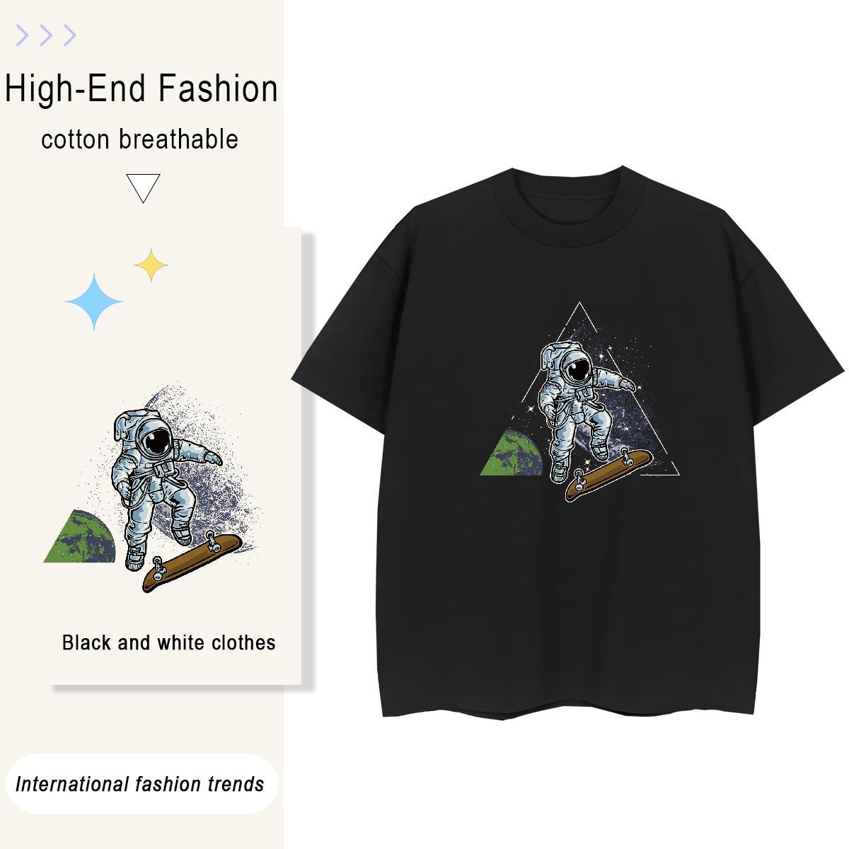 Loose Couples T Shirts 230g Pure Cotton universe Hip Hop Street T Shirt For Woman Crew Neck Breathable Plus Size Cartoon Clothings