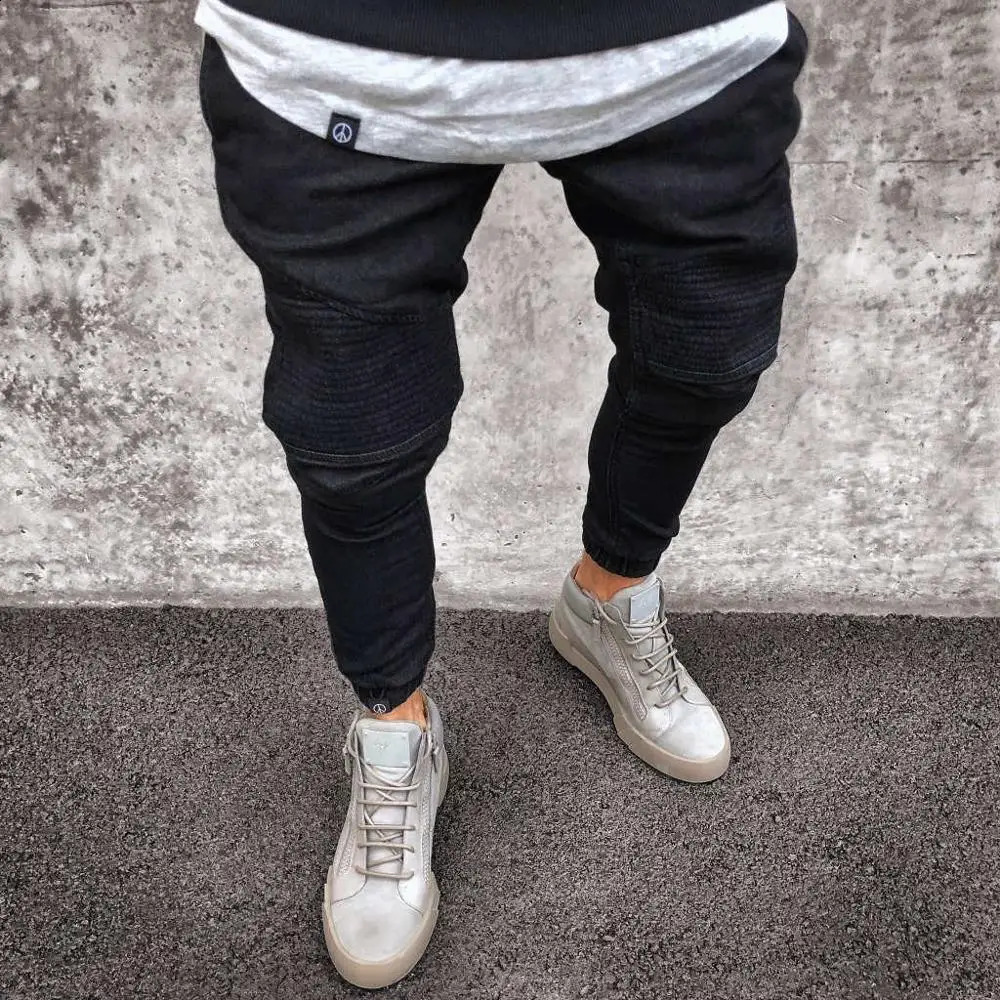 Fashion Sell Mens Stretchy Ripped Skinny Biker Jeans Destroyed Slim Fit Denim Harem Pants Men Jogger Clothes 240821