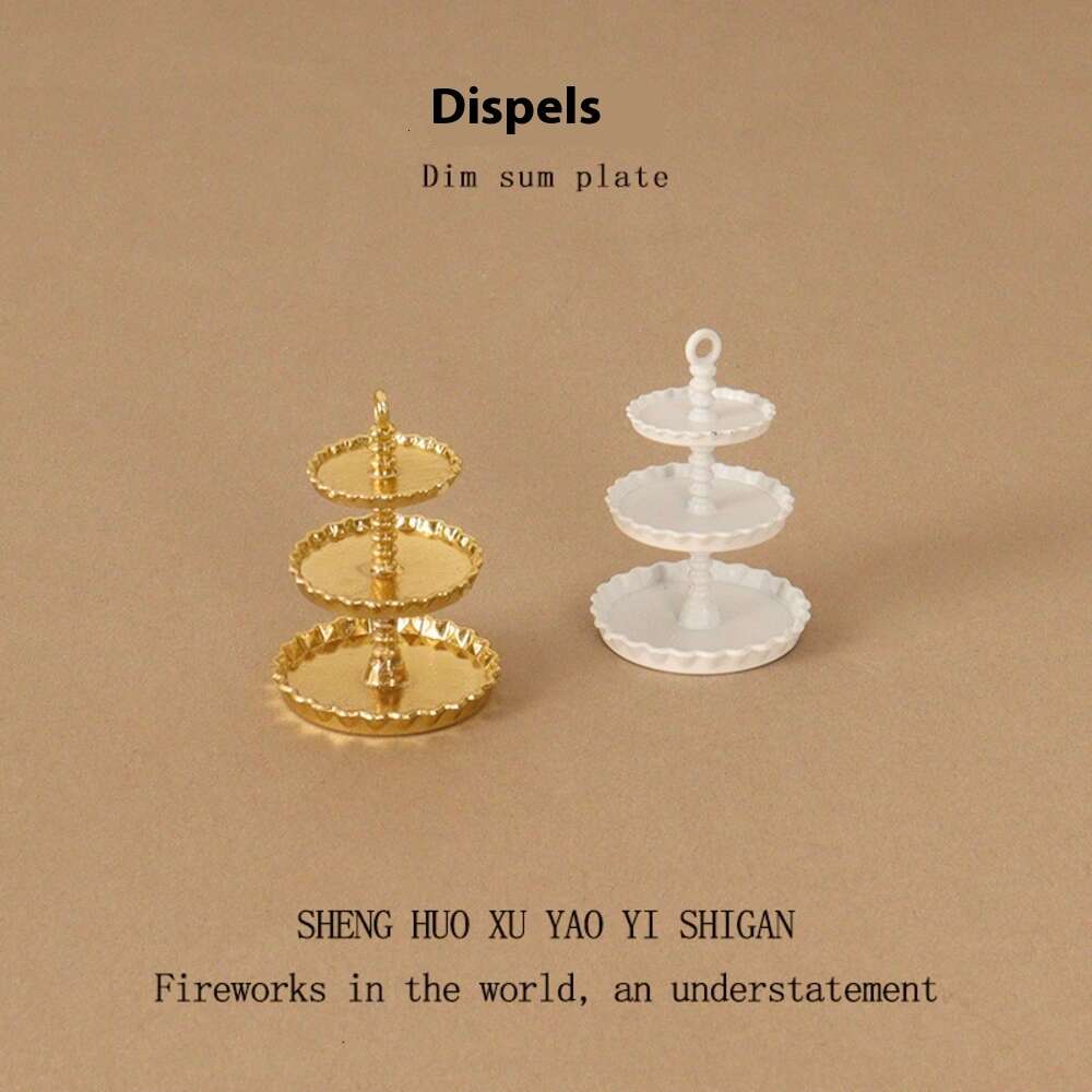 Creative mini Dim sum tray kettle metal handicraft micro landscape baby house scene home decoration decorations