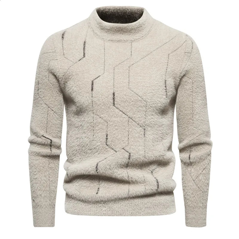 mink fur sweater soft comfortable fashionable warm knit mens clothing 240821